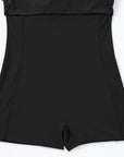 Black Sporty Ribbed Spaghetti Straps One Piece Swimdress