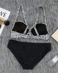 Black Sexy Twisted Leopard Bikini Set