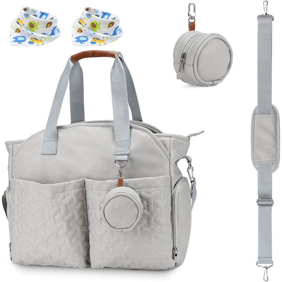 Breast Pump Bag Diaper Tote Bag with Detachable Shoulder Strap Side Pocket Free Baby Bibs Compatible with Spectra S1 S2 Medela