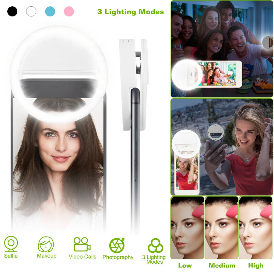 Selfie Ring Light 36 LEDs Ring Fill Light Clip for for iPhone Xs Max/XR Galaxy S10 Plus Tablet