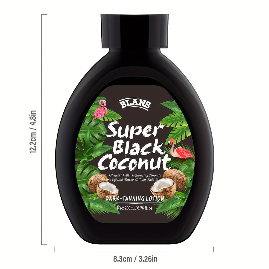 6.76oz/200ml Super Black Coconut Dark Tanning Lotion, Fast-Acting, Long-Lasting Rich Black Tan, Skin Toning, Hydrating Formula, Immediate Results For Sun-kissed Glow