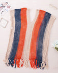 Multicolor Striped Tassel Crochet V Neck Beach Cover Up Perfect Poolside Companion