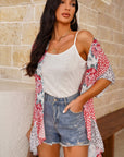 Wild Rose Bohemian Floral Animal Print Kimono Cover Up