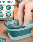 2 Pack Collapsible Foot Bath Basin 15L/4Gallon Foot Soak Tub Multifunctional Foot Bucket with Handle 8 Massage Rollers 54 SPA Bumps