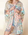 Multicolor Boho Floral Open Front Half Sleeve Kimono Stylish Layering Piece for Bohemian Chic Look