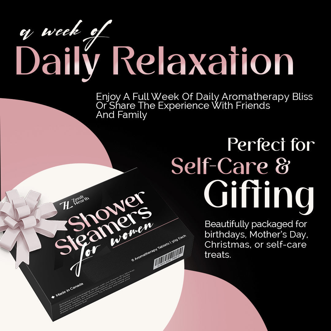 Zen & Hearth 6-Pack Shower Steamers Gift Set for Women | Natural Aromatherapy Shower Bombs – Relaxation, Self-Care & Stress Relief