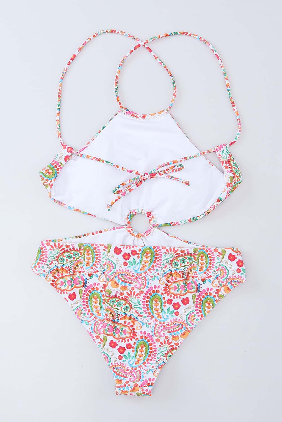 Multicolor Floral Print Lace Up Backless Monokini  Stylish Swimwear for Beach and Pool