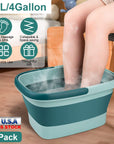 2 Pack Collapsible Foot Bath Basin 15L/4Gallon Foot Soak Tub Multifunctional Foot Bucket with Handle 8 Massage Rollers 54 SPA Bumps