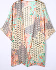 Multicolor Boho Floral Open Front Half Sleeve Kimono Stylish Layering Piece for Bohemian Chic Look