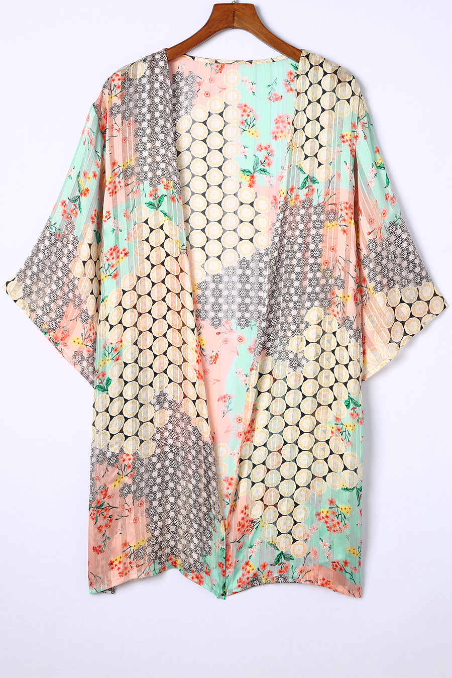 Multicolor Boho Floral Open Front Half Sleeve Kimono Stylish Layering Piece for Bohemian Chic Look