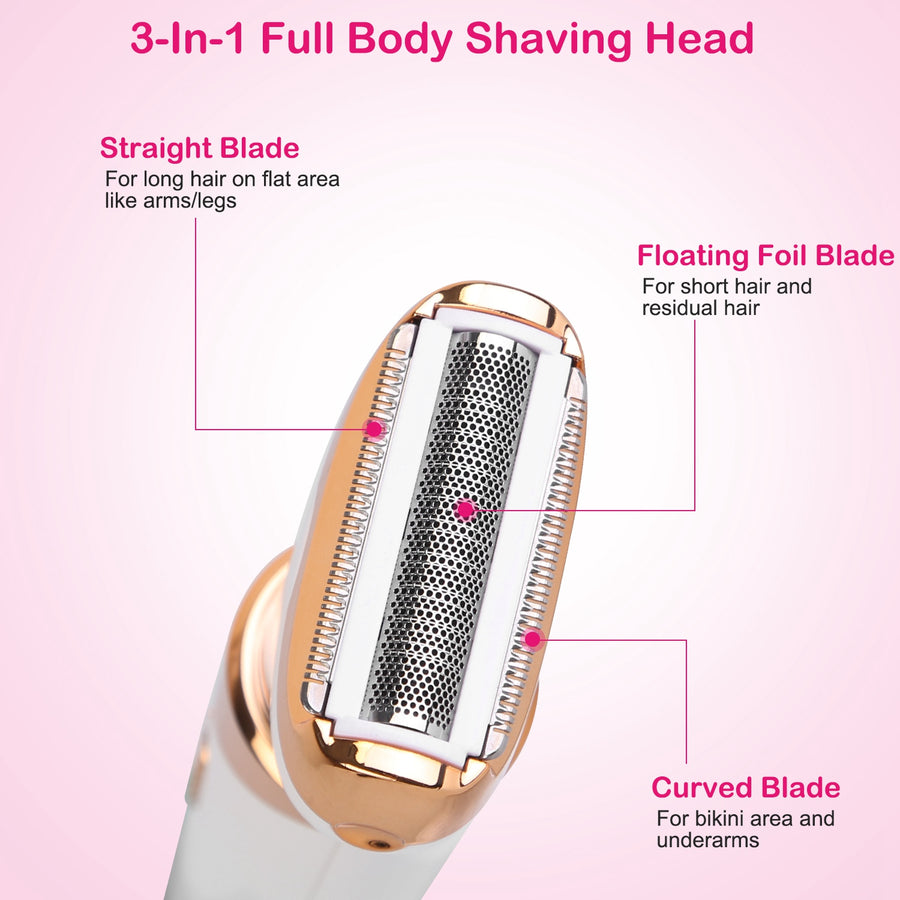 4 In 1 Women Electric Hair Shaver USB Rechargeable Hair Remover Cordless Eyebrow Nose Hair Trimmer Painless Hair Clipper Set for Bikini Leg Wet Dry Us