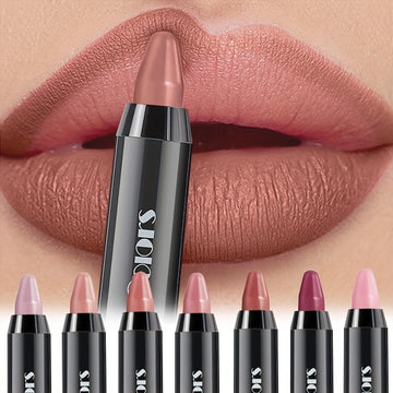 Matte Lipstick Crayons, Highly Pigmented Lip Liner Pen, Long-Lasting Moisturizing Lip Balm, Easy Glide-On Formula, Assorted Shades