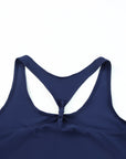 Dark Blue 3pcs Beach Sporty Racerback Tankini Swimsuit- Free Shipping