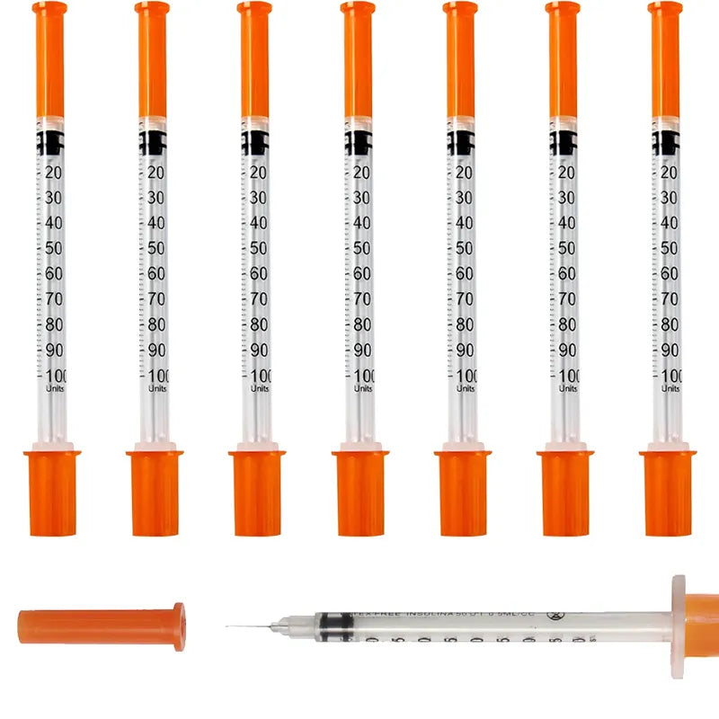 Disposable 1 ml Orange Insulin Syringe with Safety Needle – Sterile Single-Use