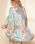 Multicolor Boho Floral Open Front Half Sleeve Kimono Stylish Layering Piece for Bohemian Chic Look