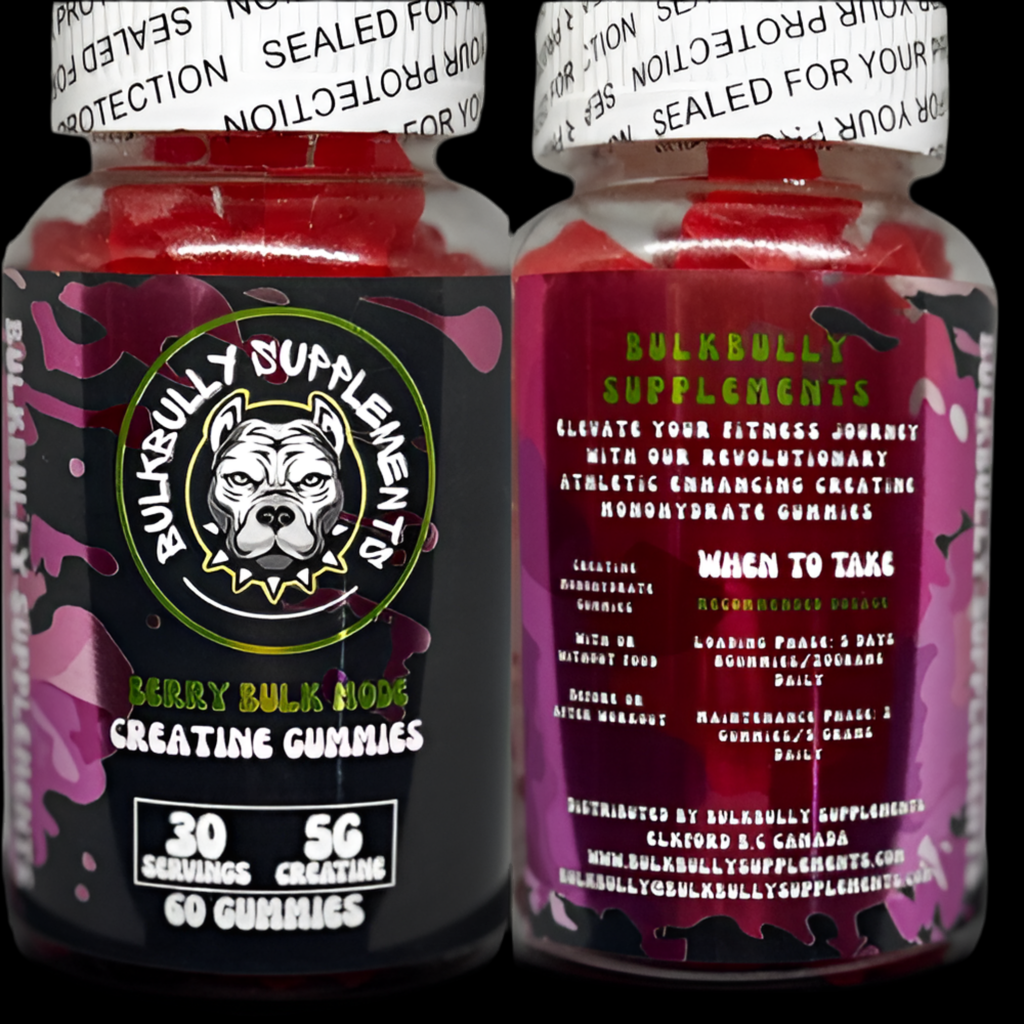 Wholesale BulkBully Creatine Gummies – Strawberry, 30 Servings, Workout Performance Support