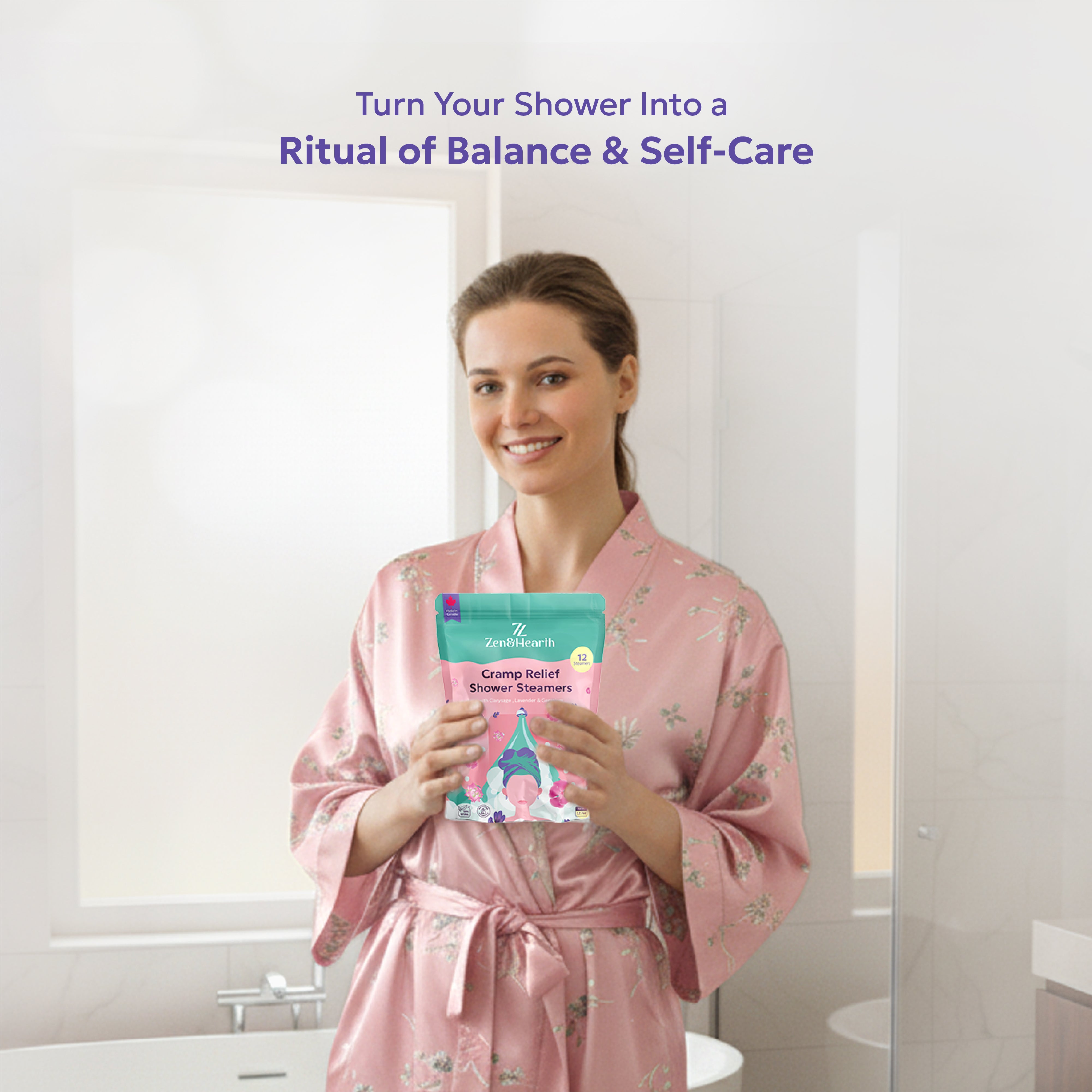 Zen & Hearth Cramp Relief Shower Steamers – Clary Sage, Lavender & Geranium | Period Comfort Aromatherapy Tablets