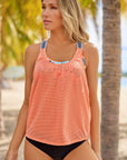 Orange Tropical Printed Splicing Racerback Tankini Swimsuit