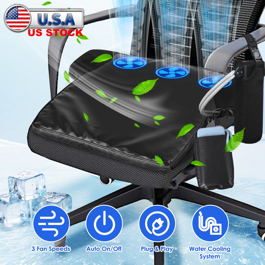 Summer Water Cooling System Seat Cushion With Fans 3 Speeds 26°C/78°F Constant Temperature USB Plug Portable Auto On/Off Ventilated Seat Cushion For H