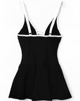 Black Strappy V Neck Backless One Piece Swimdress