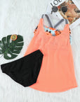 Orange Tropical Printed Splicing Racerback Tankini Swimsuit