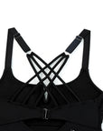 Black Notch Neckline Strappy Contrast Tankini Swimsuit