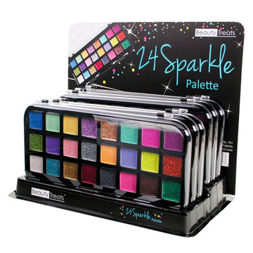 BEAUTY TREATS 24 Sparkle Palette (Cream Based Glitter) Display Set 12 Pieces - Free Shipping