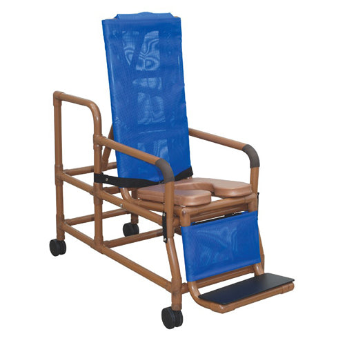 Shower Chair Reclining Tilt-N-Space Wood Tone w/Pail – Comfort & Safety