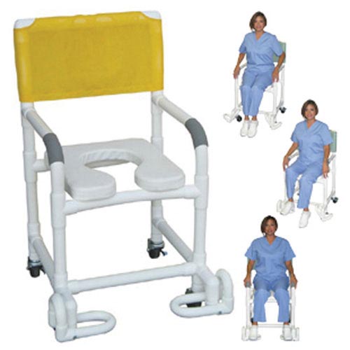 Shower Chair PVC w/ Deluxe Elongated Soft Seat & Folding Footrest – Multi-Purpose