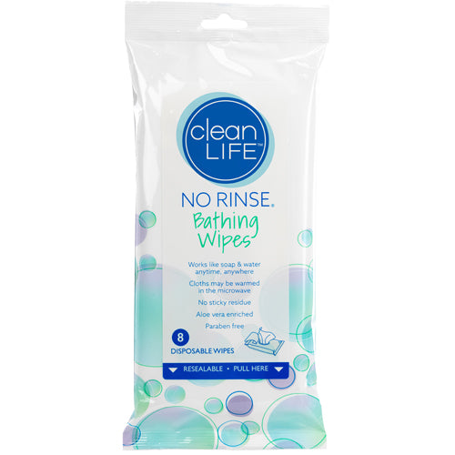 No Rinse Bathing Wipes – Retail Pack of 8, Convenient & Gentle Cleaning