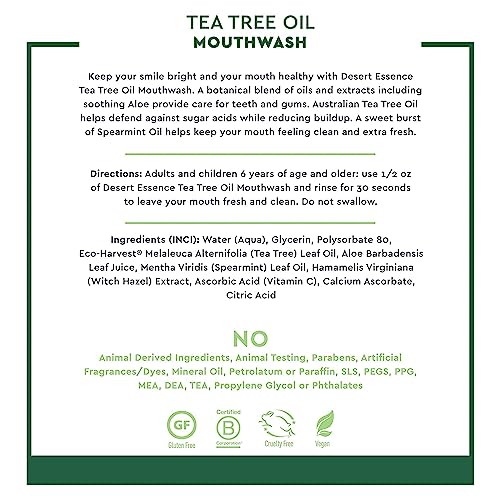 Desert Essence - Tea Tree Oil Mouthwash - Spearmint (236ml 6)