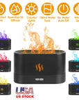 3D Flame Air Humidifier Essential Oil Ultrasonic Aroma Diffuser Bedroom Mist Home Spa Yoga Office Relax Colorful Lights with No Water Auto off Protect