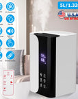 5L/1.32Gal Humidifiers Top Fill Cool Mist Humidifier with Essential Oils Diffuser Filter 360° Rotatable Outlet Nozzle 1-8 Hours Timer 1-3 Level Mist 4