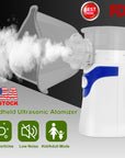 Handheld Ultrasonic Mesh Atomizer Nebulizer Breathing Inhale Mist Compressor Steamer w/ Adult Kid Mask Mouthpiece