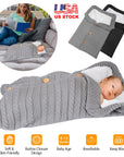 Unisex Baby Knit Swaddle Blanket Infant Nest Swaddle Newborn Cozy Fleece Nursery Sleeping Bag Wraps w/ Buttons