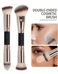 2pcs, Dual Head Makeup Brush Set Foundation Brush Blush Brush Face Brush Loose Powder Brush Makeup Tools