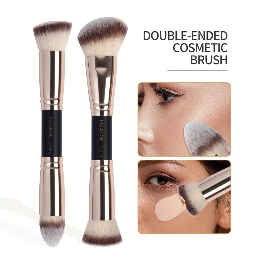 2pcs, Dual Head Makeup Brush Set Foundation Brush Blush Brush Face Brush Loose Powder Brush Makeup Tools