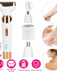 4 In 1 Women Electric Hair Shaver USB Rechargeable Hair Remover Cordless Eyebrow Nose Hair Trimmer Painless Hair Clipper Set for Bikini Leg Wet Dry Us