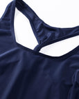 Dark Blue 3pcs Beach Sporty Racerback Tankini Swimsuit- Free Shipping