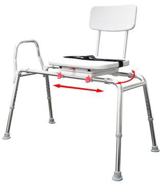 Snap N Save Sliding Transfer Bench with Swivel Seat & Backrest