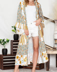 Multicolor Wide Sleeve Mixed Floral Print Long Kimono Effortless Elegance for Every Occasion