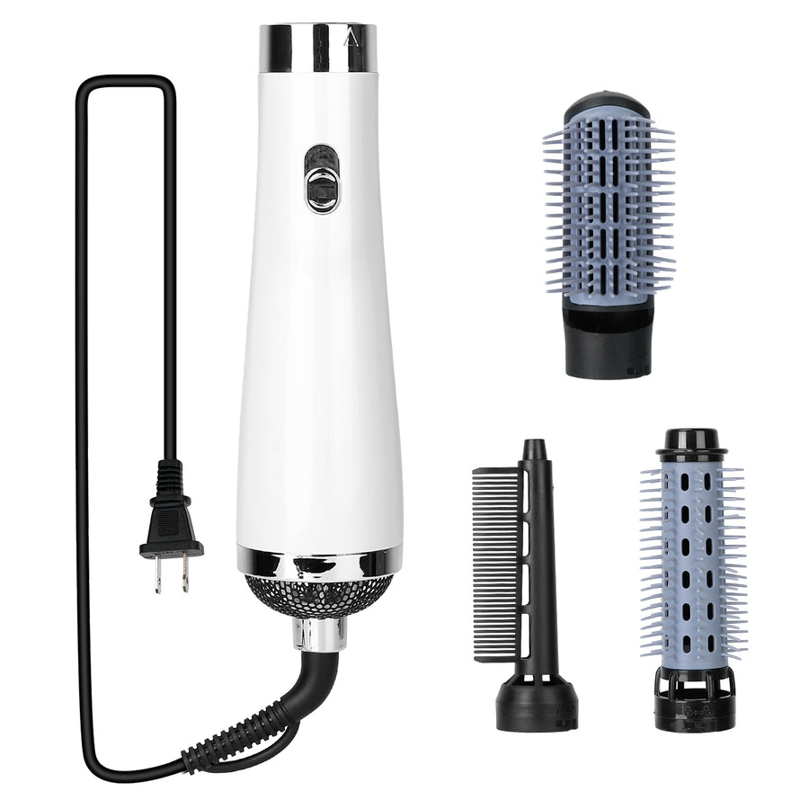 3 In 1 Hot Air Brush One-Step Hair Dryer Comb 3 Interchangeable Brush Combs Volumizer Hair Curler Straightener 66.93in Rotatable Cable w/ 3 Heating Ad