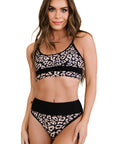 Cheetah Leopard Panel Mid Rise Swimsuit