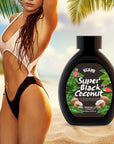 6.76oz/200ml Super Black Coconut Dark Tanning Lotion, Fast-Acting, Long-Lasting Rich Black Tan, Skin Toning, Hydrating Formula, Immediate Results For Sun-kissed Glow