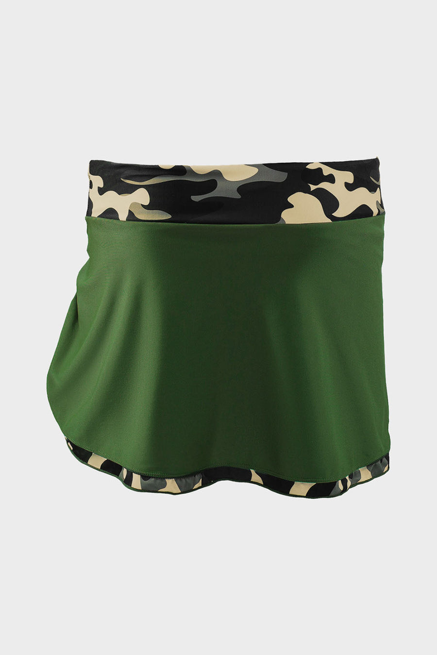 Green Camo Solid Strappy Drawstring Side Tankini