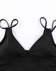 Black Adjustable Straps Ribbed Knit Backless One Piece Swimsuit