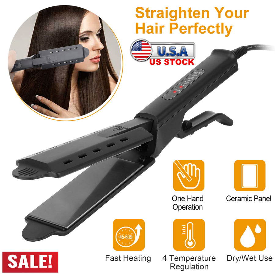 Electric Hair Straightener 4 Temperature Scissor Ceramic Flat Iron Wet Dry Use Bangs Splint Glider Hair Clip Straightener