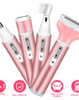 4 In 1 Women Electric Shaver Painless Rechargeable Hair Remover Eyebrow Nose Hair Cordless Trimmer Set Hair Exfoliation For Bikini Line Armpit Leg Gro