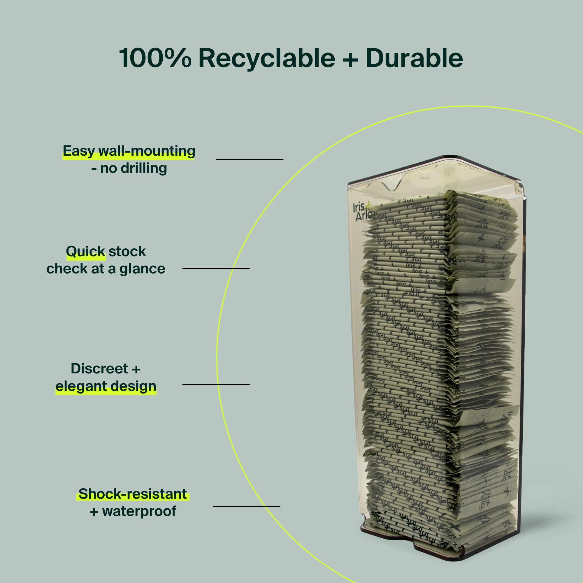 Recycled Plexiglass Wall-Mounted Dispenser - Pantyliners