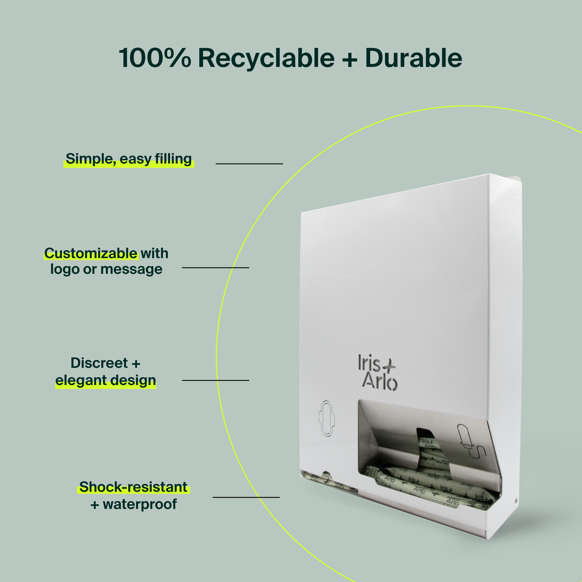 Wall-Mounted Steel Dispenser - Daily Pads & Tampons